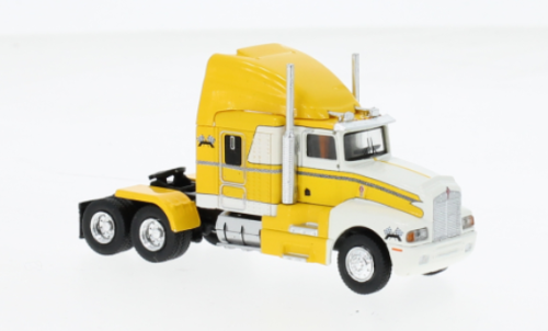 Brekina 85927 - Tracteur Kenworth T600, jaune / blanc, 1984